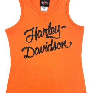 Harley-Davidson Little Girls' Glittery Rib Toddler Racerback Sleeveless Tank Top